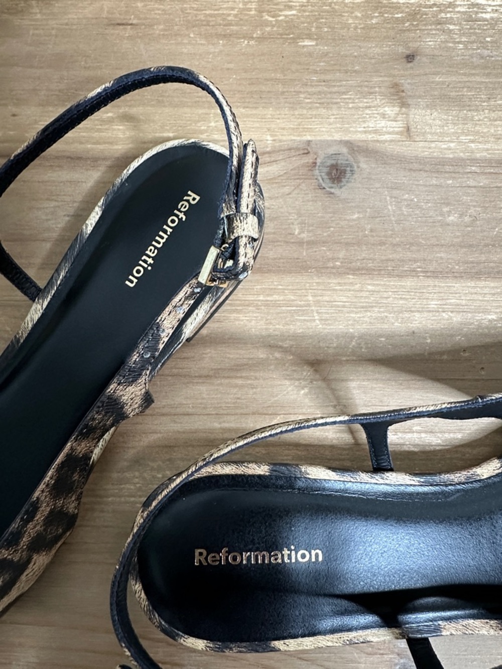 Reformation square toe, black and tan leopard print sling back flats NWOT SZ 8.5 - Picture 14 of 15